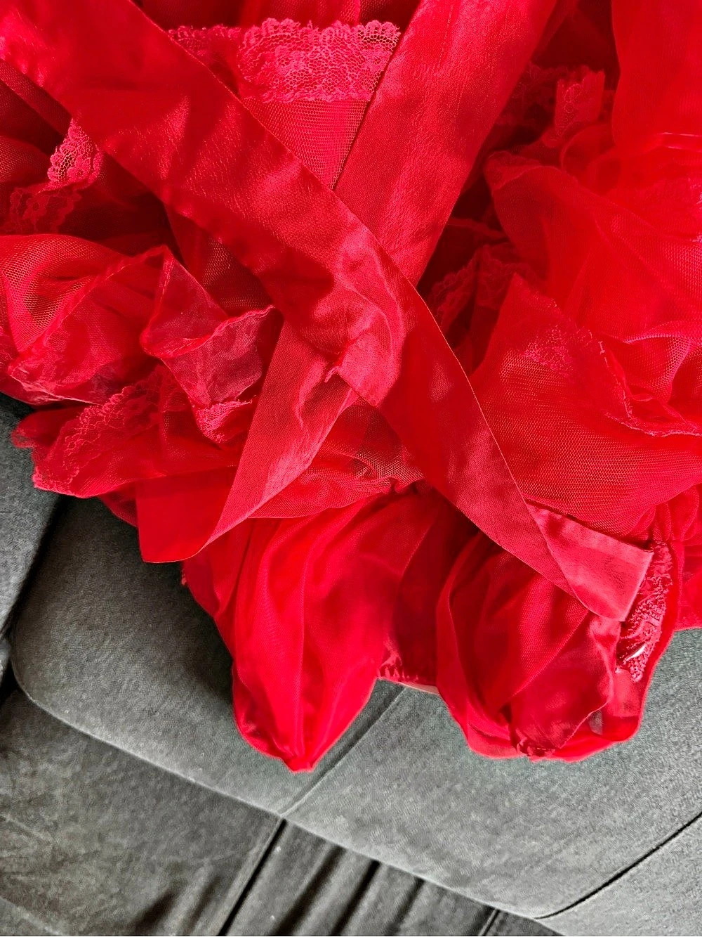 Red Ruffle Party Dress - Picture 7 of 7